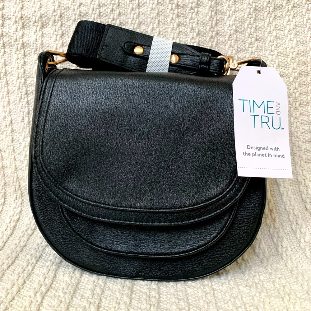 Time and Tru Women's Bryxton Saddle Shoulder Bag with Removable Crossbody Strap